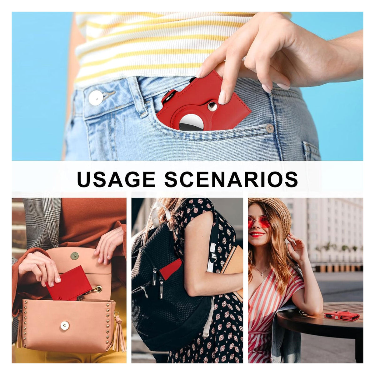 Women Wallet for Airtag, Small Pretty Wallet with Mirror for Women,Pop Up Wallet Compatible with Airtag, Tri-fold Genuine Leather Wallet Women with Mirror-1